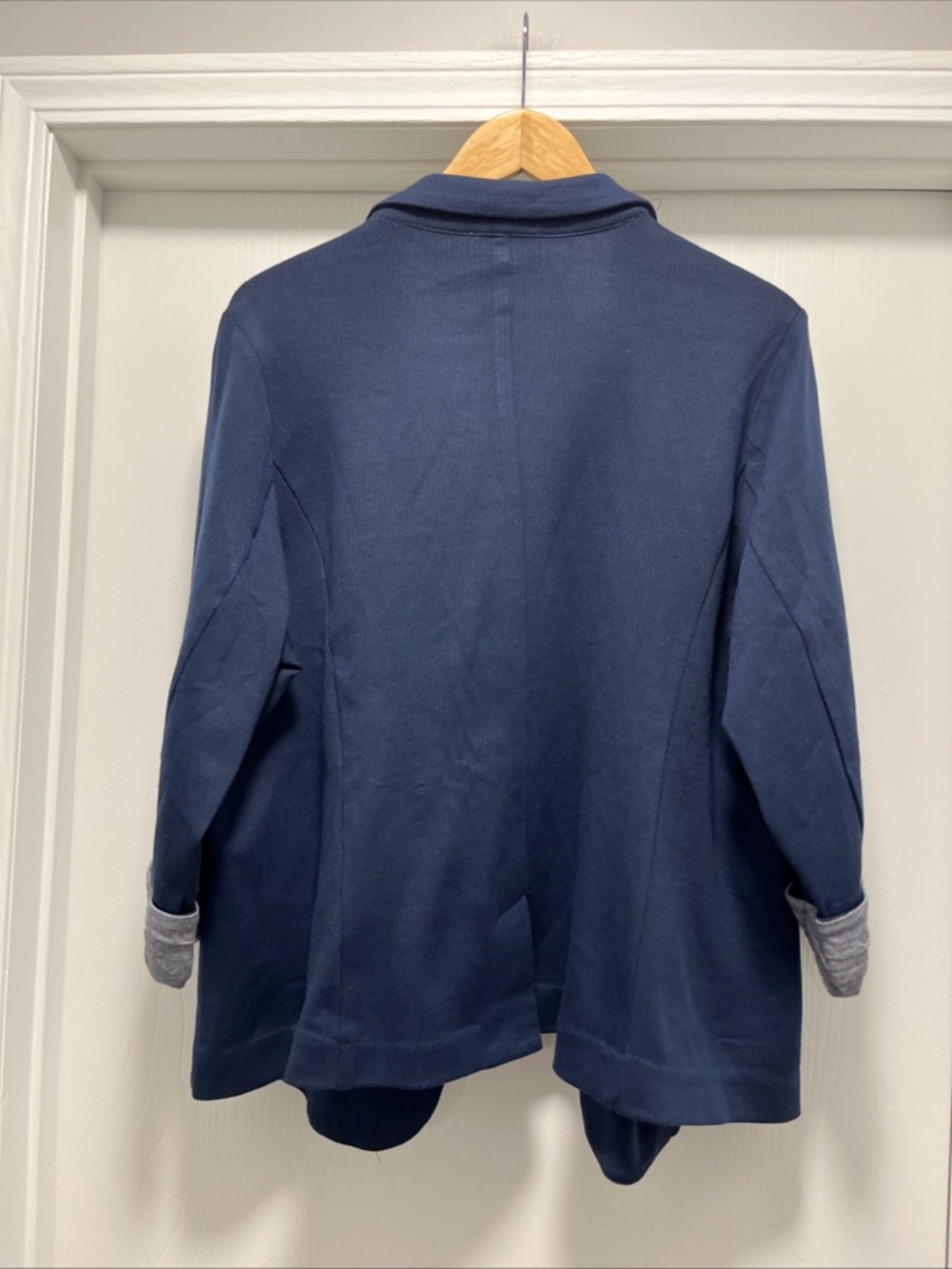Skies Are Blue Curvy Women's 2X Navy Open Front Blazer Jacket 3/4 Sleeves - Picture 2 of 11